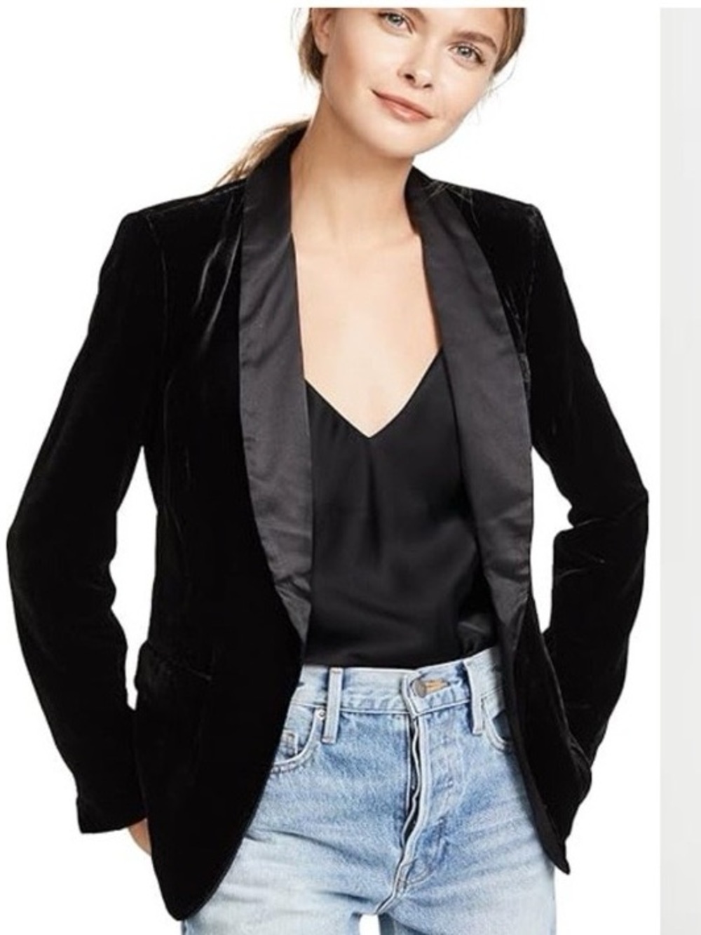 Joie Mehira Velvet Shawl Lapel Blazer